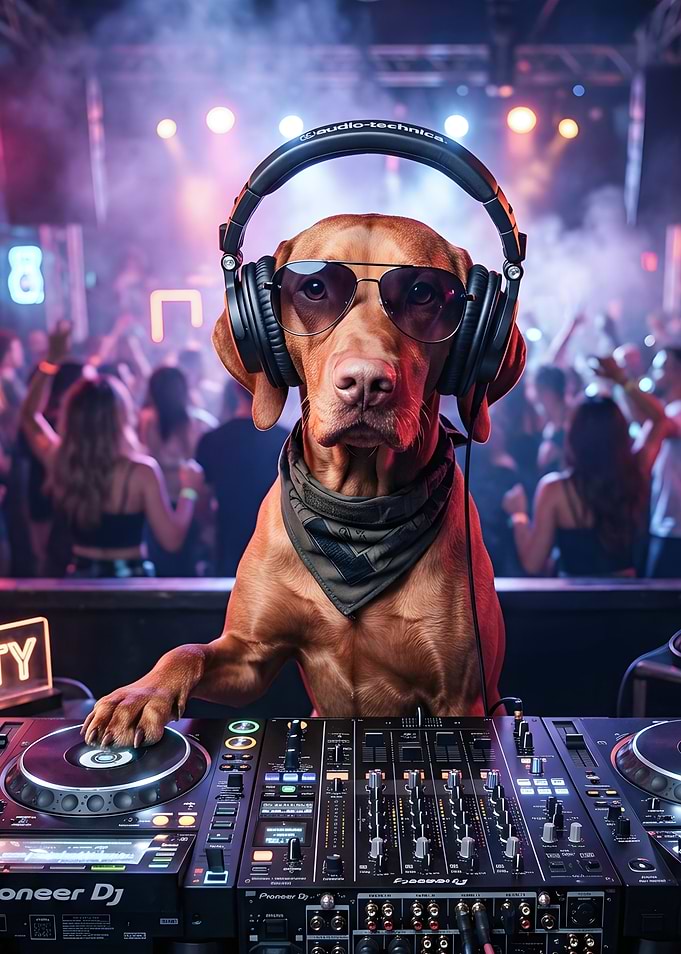 Cool DJ Dog at Nightclub