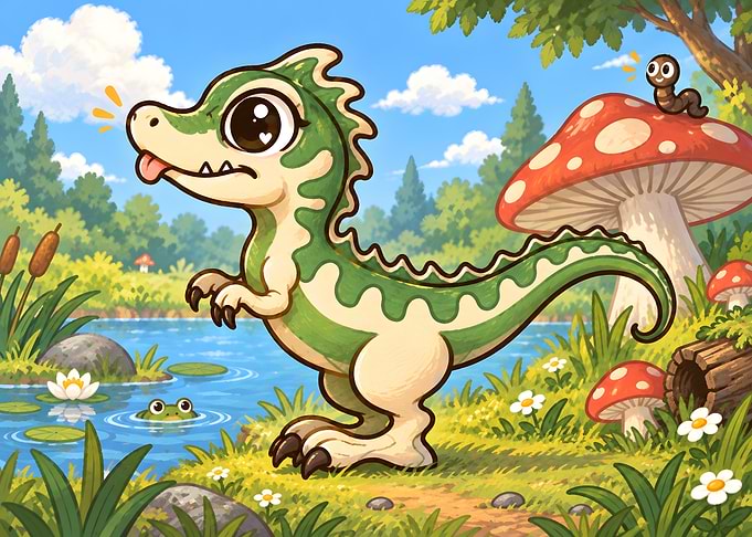 Little Dinosaur at the Enchanted Pond