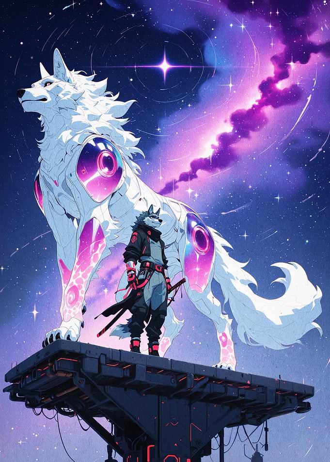 Cyber Wolf Space Anime Poster