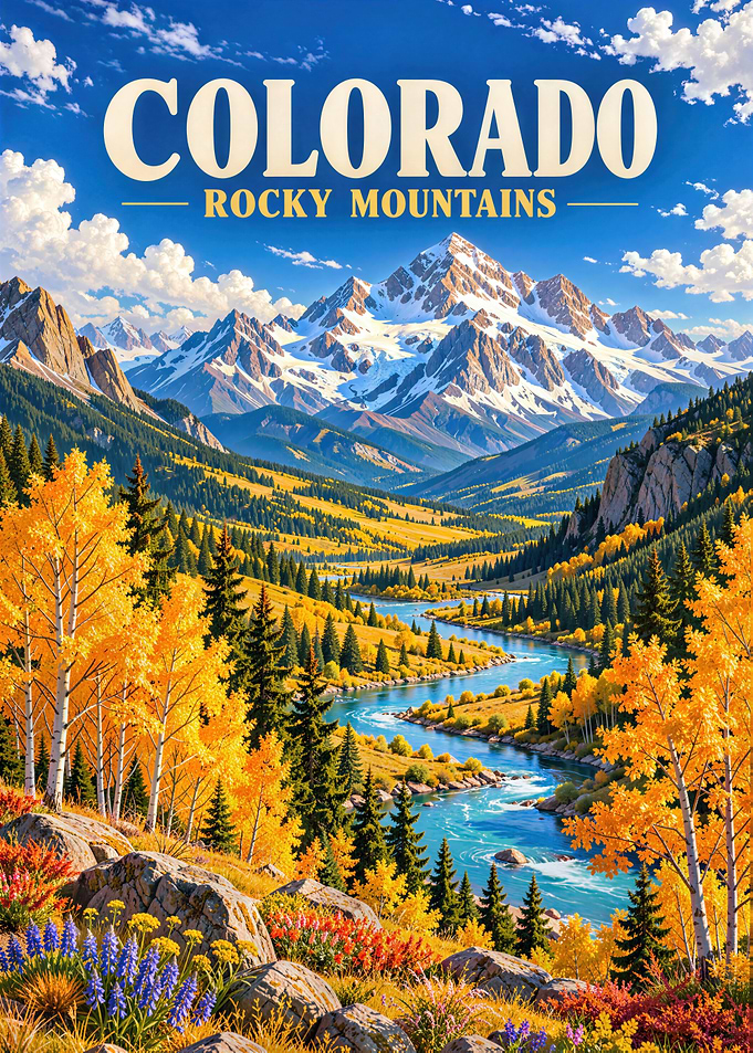 Colorado Rocky Mountains Autumn Landscape Poster