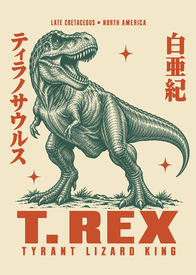 T-Rex Japanese Vintage Dinosaur Poster