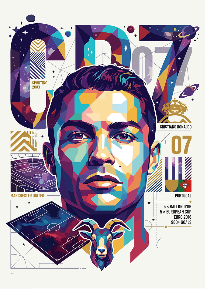Cristiano Ronaldo Geometric Pop Art Poster