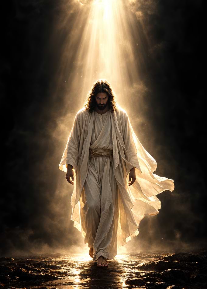Jesus Walking in Divine Light