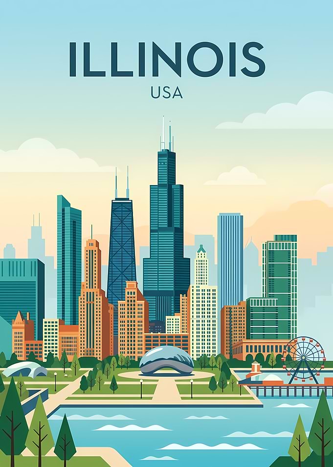 Chicago Skyline Travel Poster