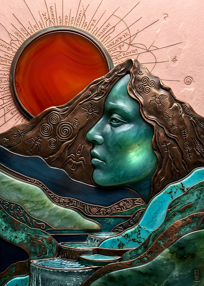 Ethereal Goddess Mountain Relief Sculpture