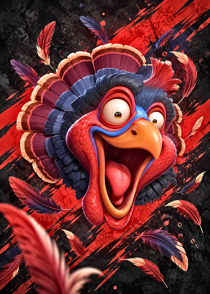 Funny Cartoon Turkey Portrait