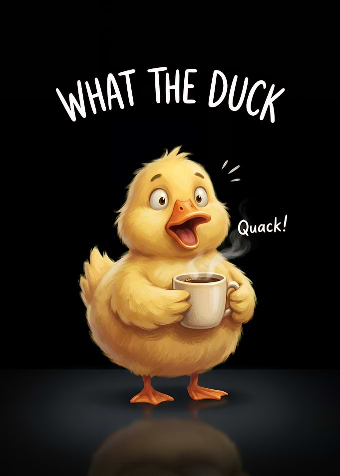 Cute Duck Drinking Coffee
