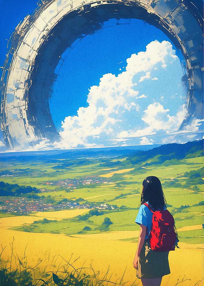 Sci-Fi Ringworld Anime Landscape