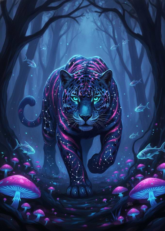 Celestial Panther in Enchanted Forest