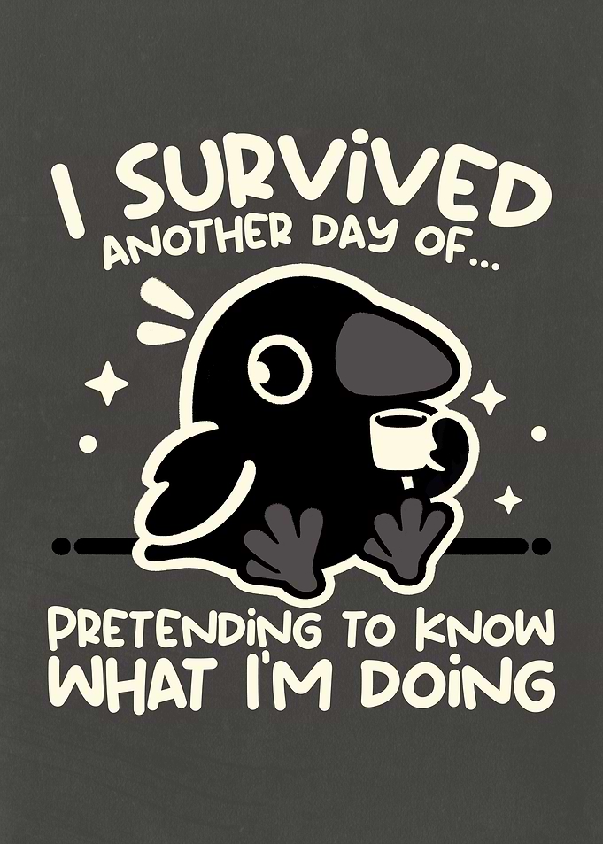 I Survived Pretending Crow Illustration
