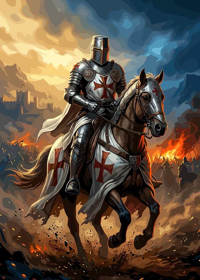 Templar Knight Riding Into Battle
