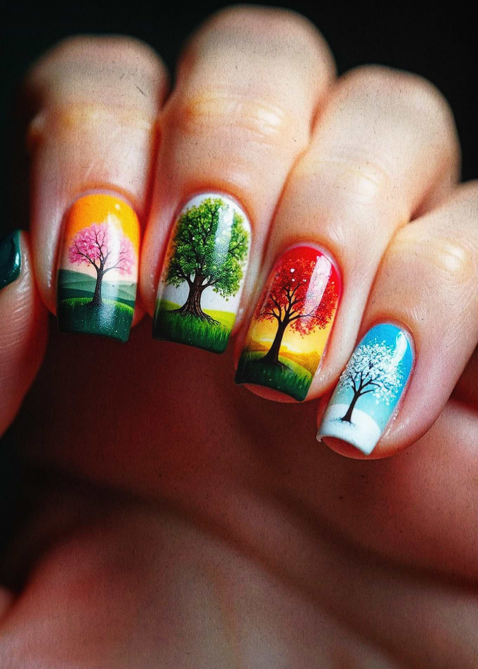 Four Seasons Nail Art Aesthetic