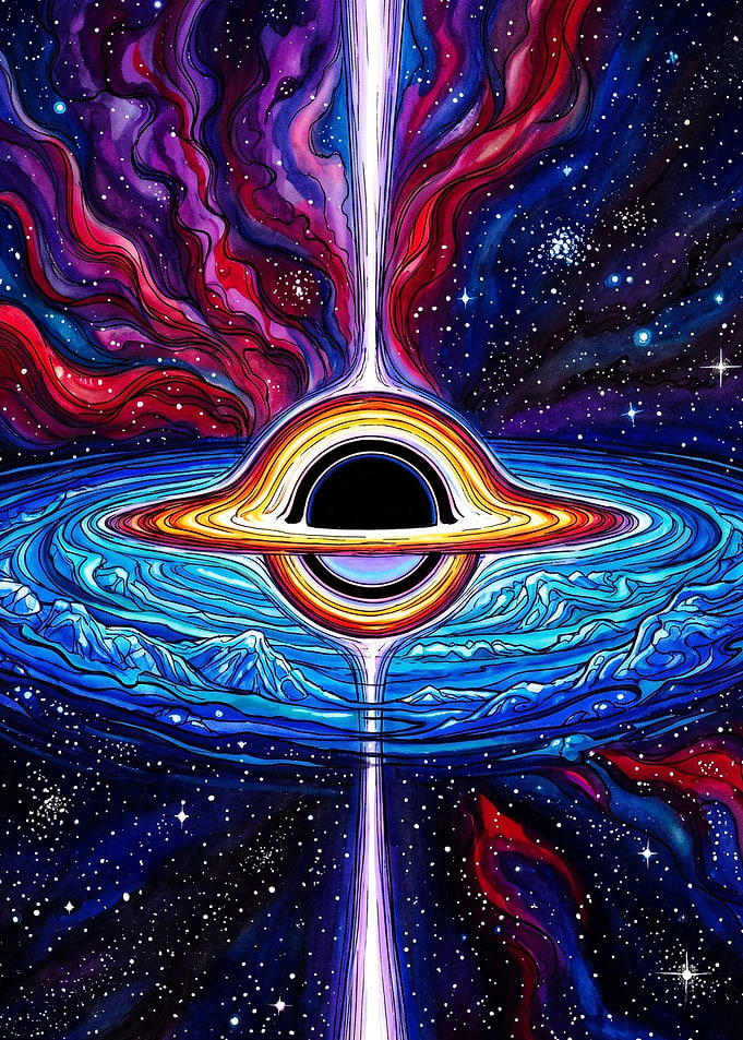 Vibrant Cosmic Black Hole Illustration