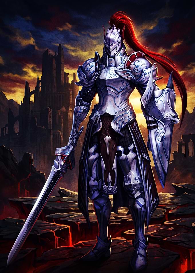 Armored Knight in Volcanic Wasteland