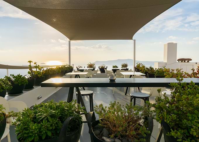 Santorini Balcony at Sunset – Mediterranean Wall Art