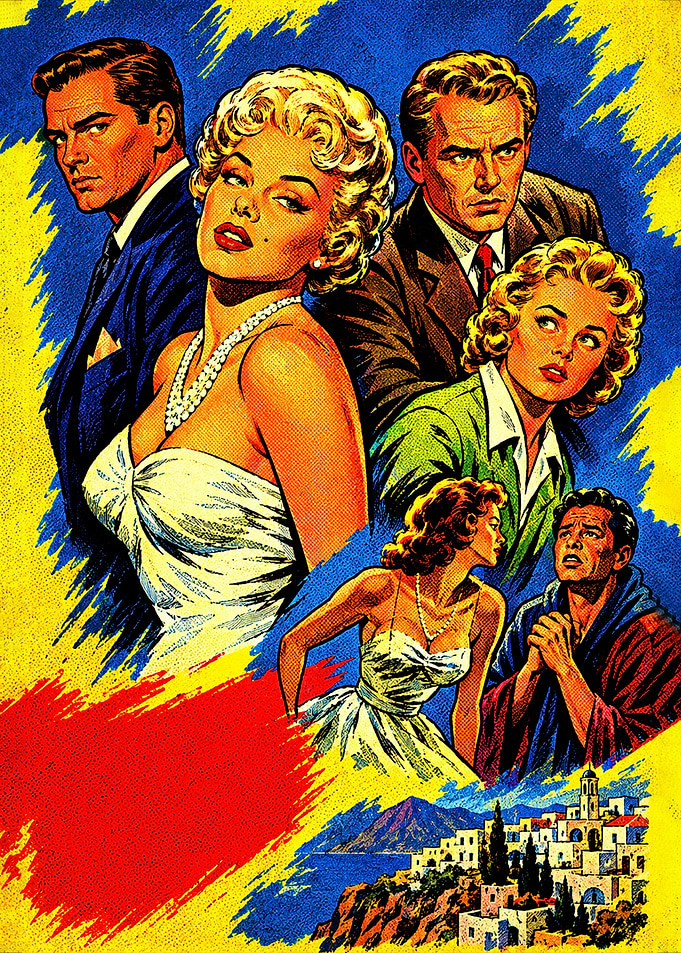 Vintage Movie Poster Collage Illustration