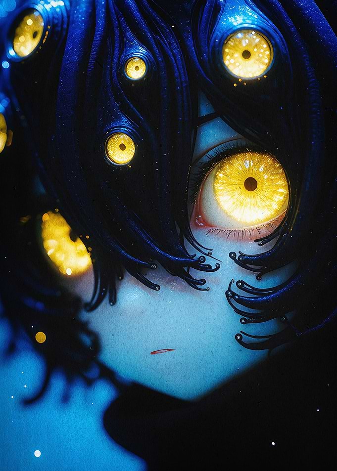 Multi-Eye Dark Fantasy Girl Art