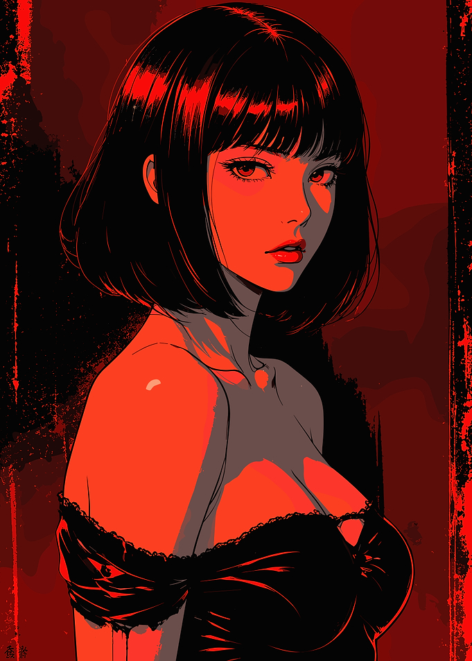 Dark Anime Girl in Red