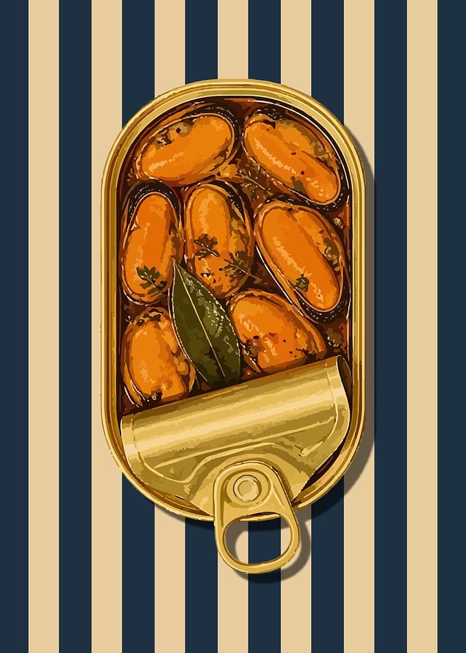 Canned Mussels in Oil Illustration