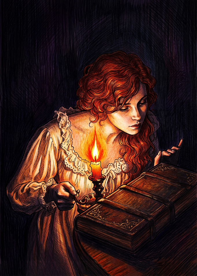 Woman Reading by Candlelight