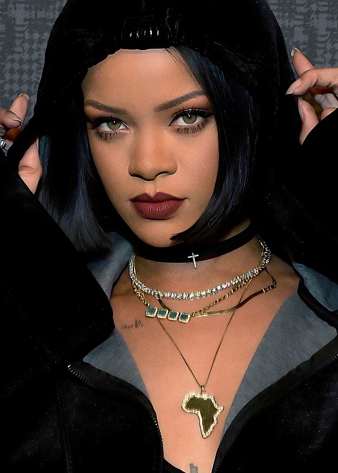 Rihanna Portrait with Africa Pendant