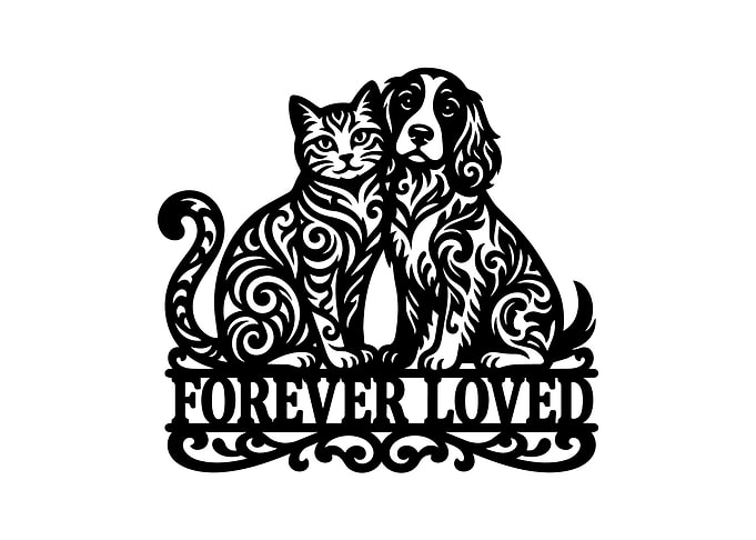 Forever Loved Cat and Dog Silhouette