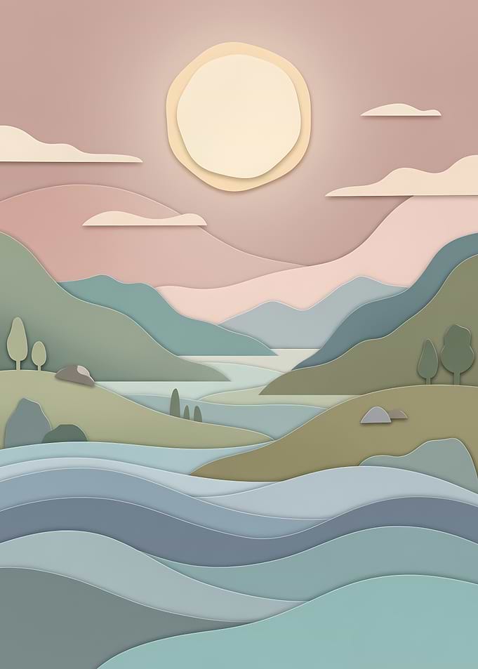 Layered Paper Cutout Landscape