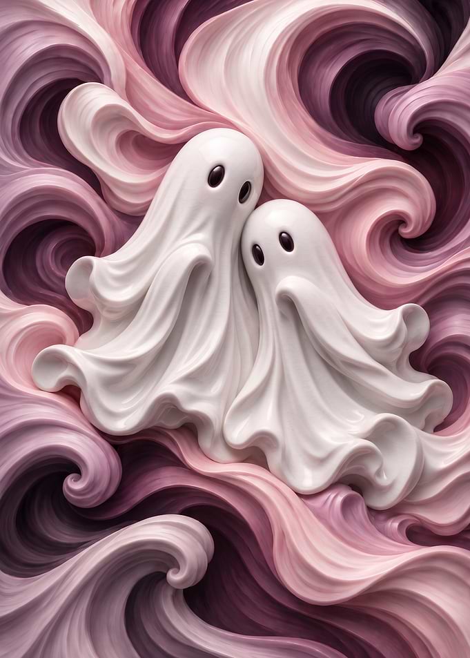 Cute Ghost Couple Halloween Art