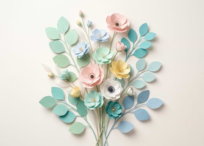Pastel Paper Cutout Flower Bouquet