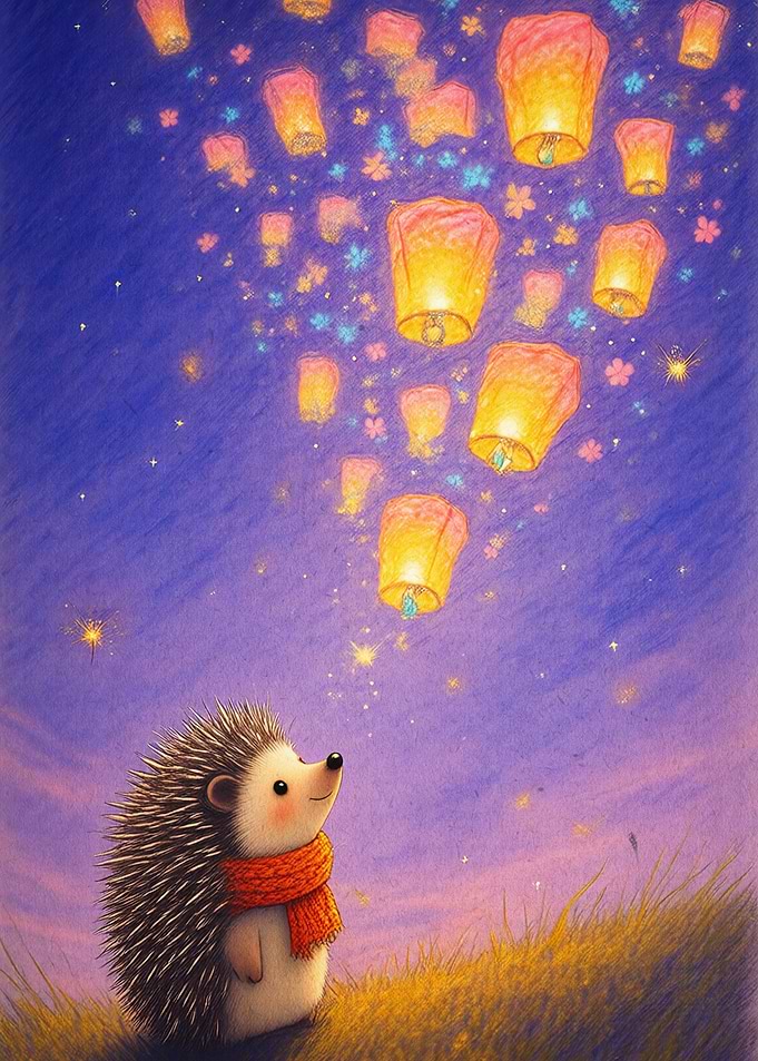 Hedgehog Lanterns Magical Fantasy