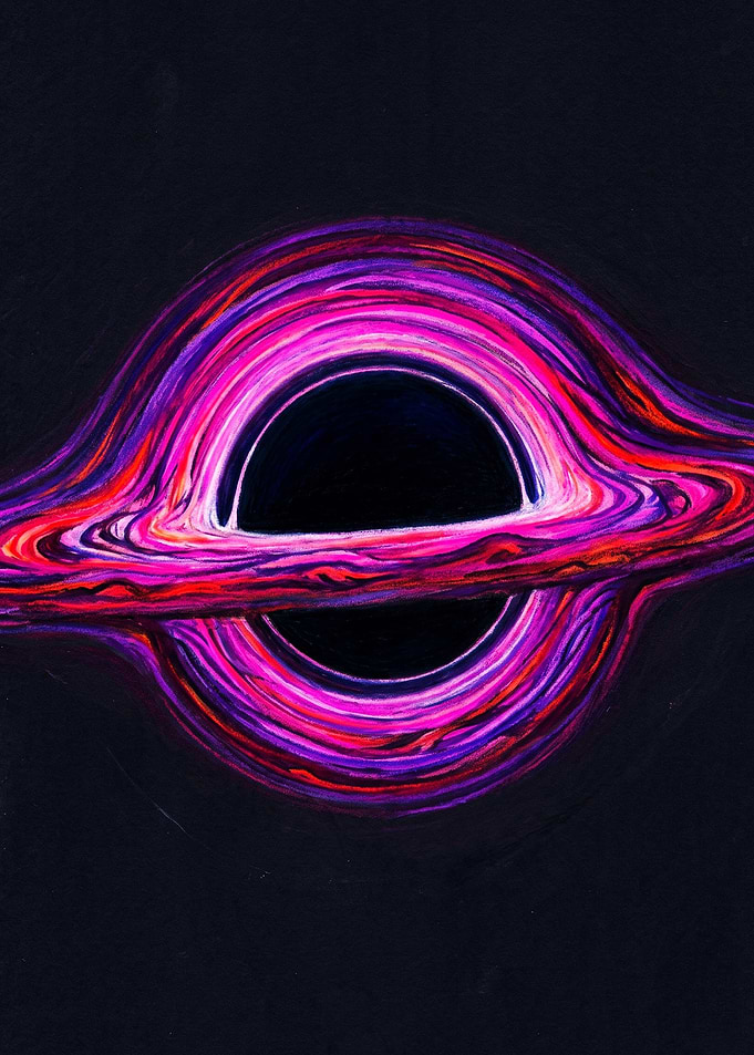 Vibrant Neon Black Hole Illustration