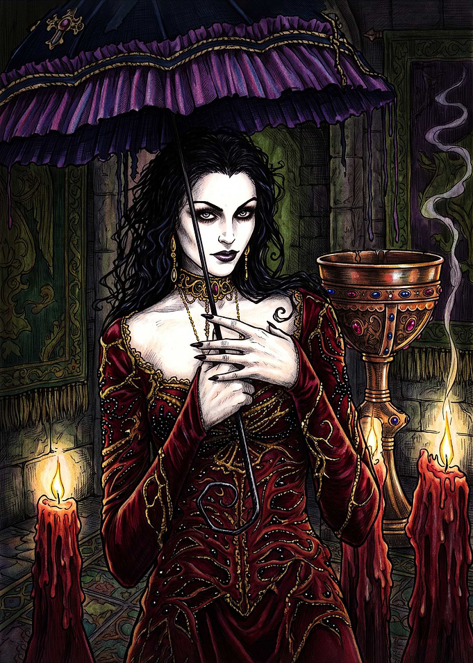 Gothic Vampire Queen with Parasol