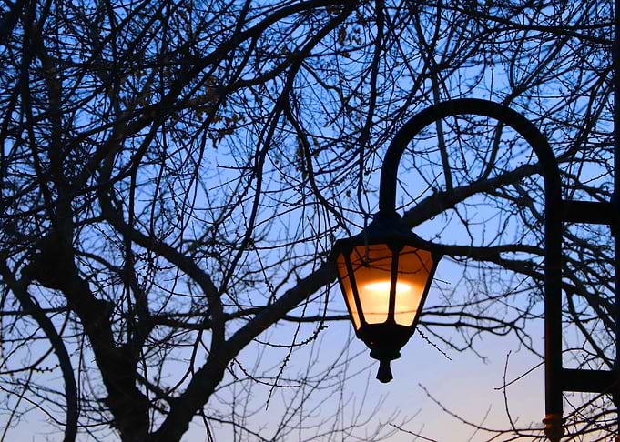 Glowing Street Lamp at Twilight