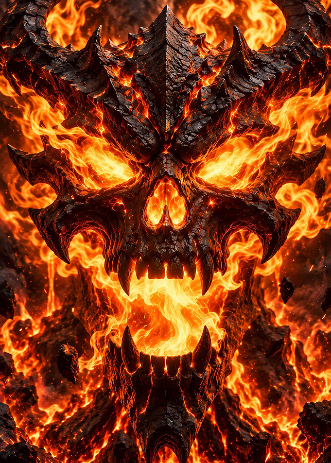 Fiery Demon Skull Portrait