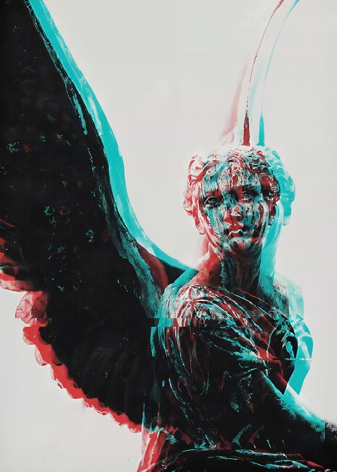 Glitch Art Angel Statue