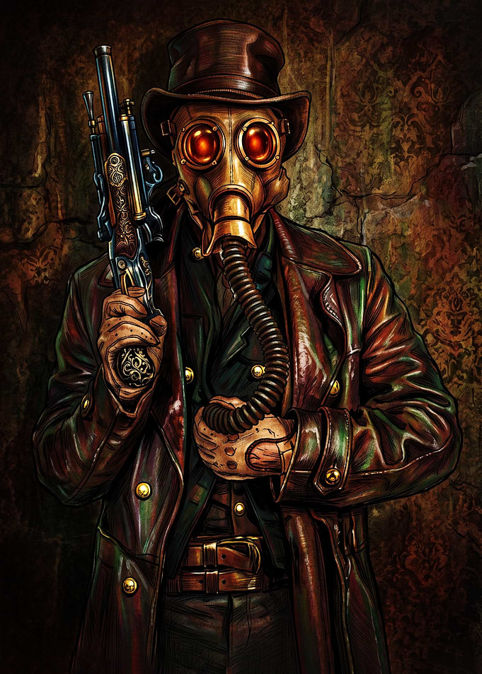 Steampunk Gas Mask Character Portrait
