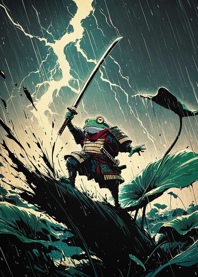 Samurai Frog Storm Art
