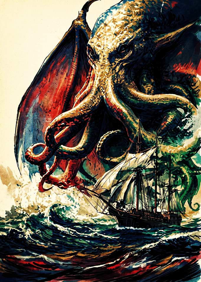 Cthulhu Rising from the Sea
