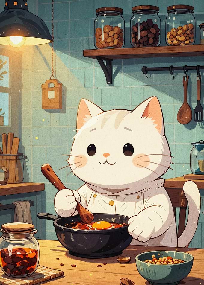 Cute Cat Chef Cooking Poster
