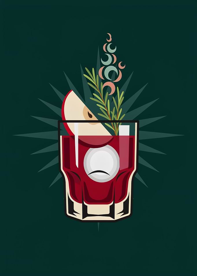 Stylized Apple Cocktail Illustration