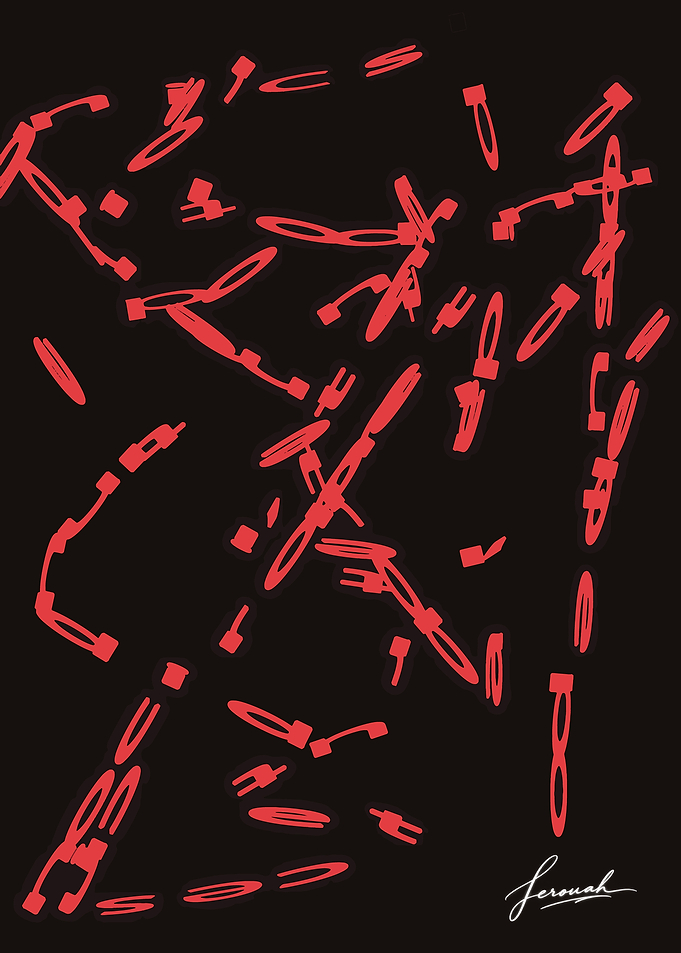 Abstract Red Scribble Art