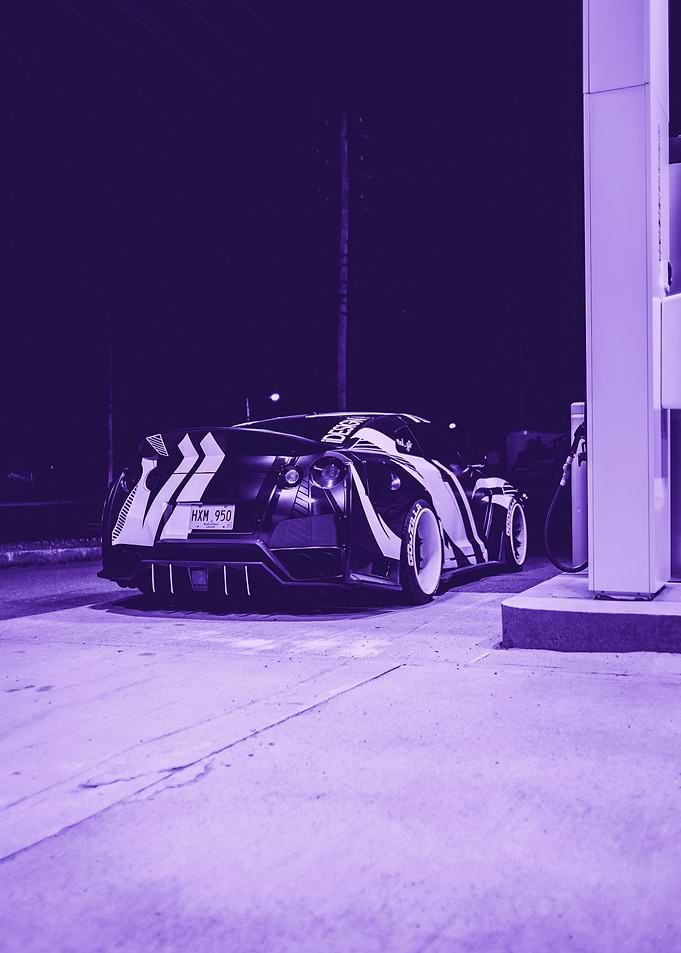 Modified Nissan GT-R at Night