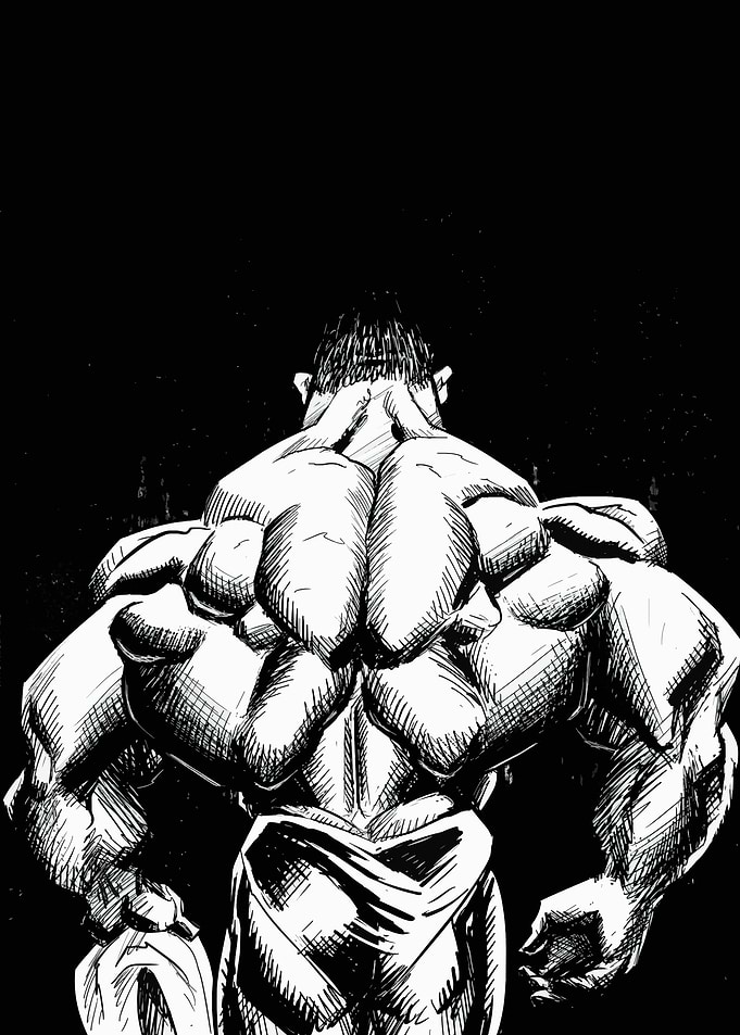 Muscular Bodybuilder Back View Sketch