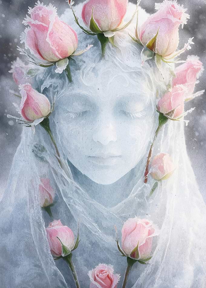 Frost Maiden Rose Crown Fantasy Art