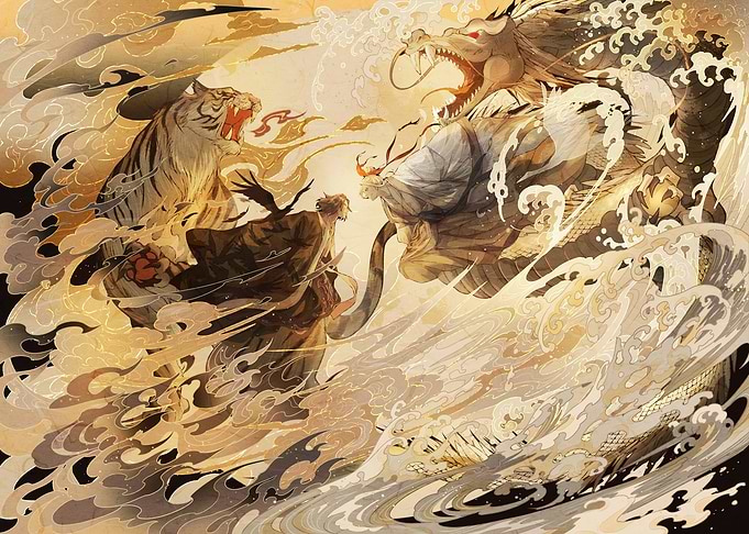 Tiger and Dragon Mythical Battle