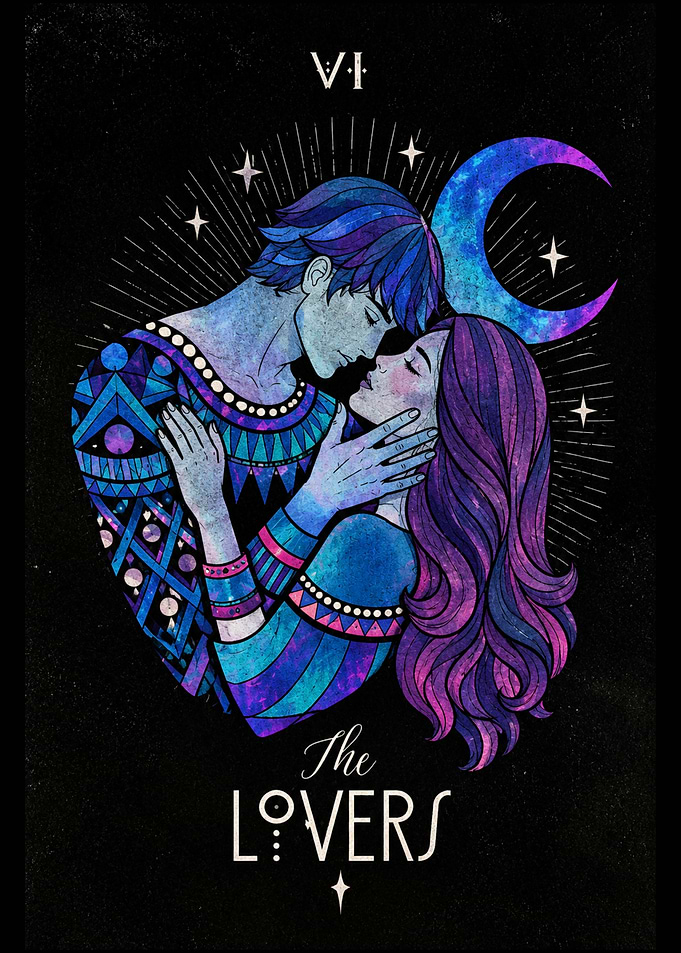 The Lovers Tarot Card — Romantic Crescent Moon
