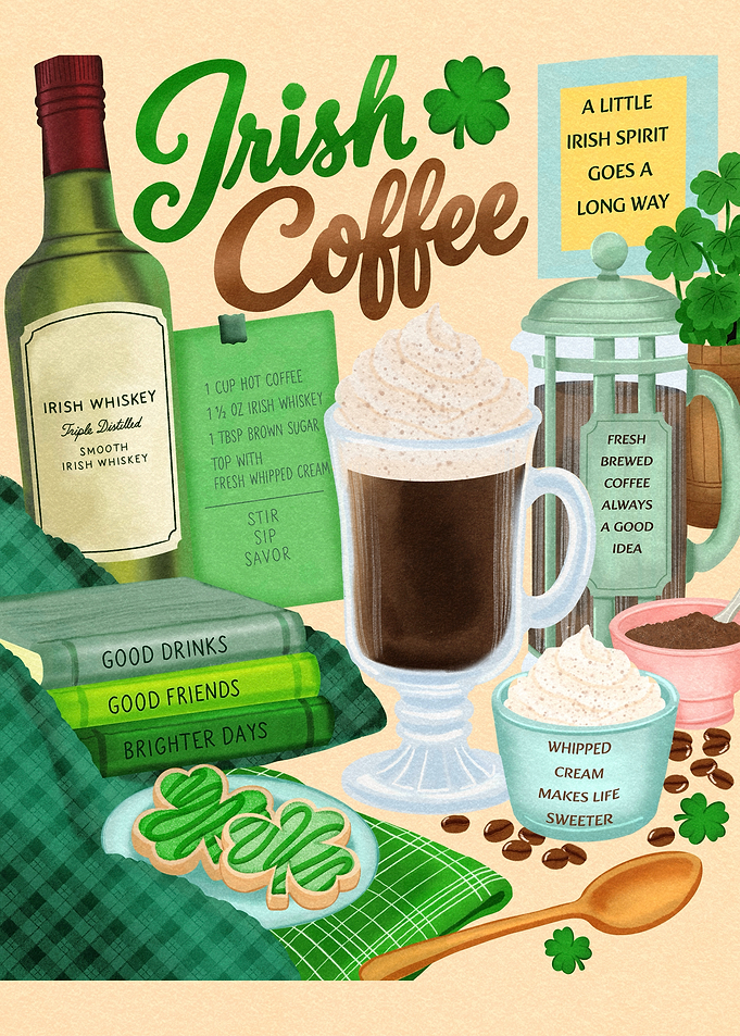 Irish Coffee Recipe Illustration