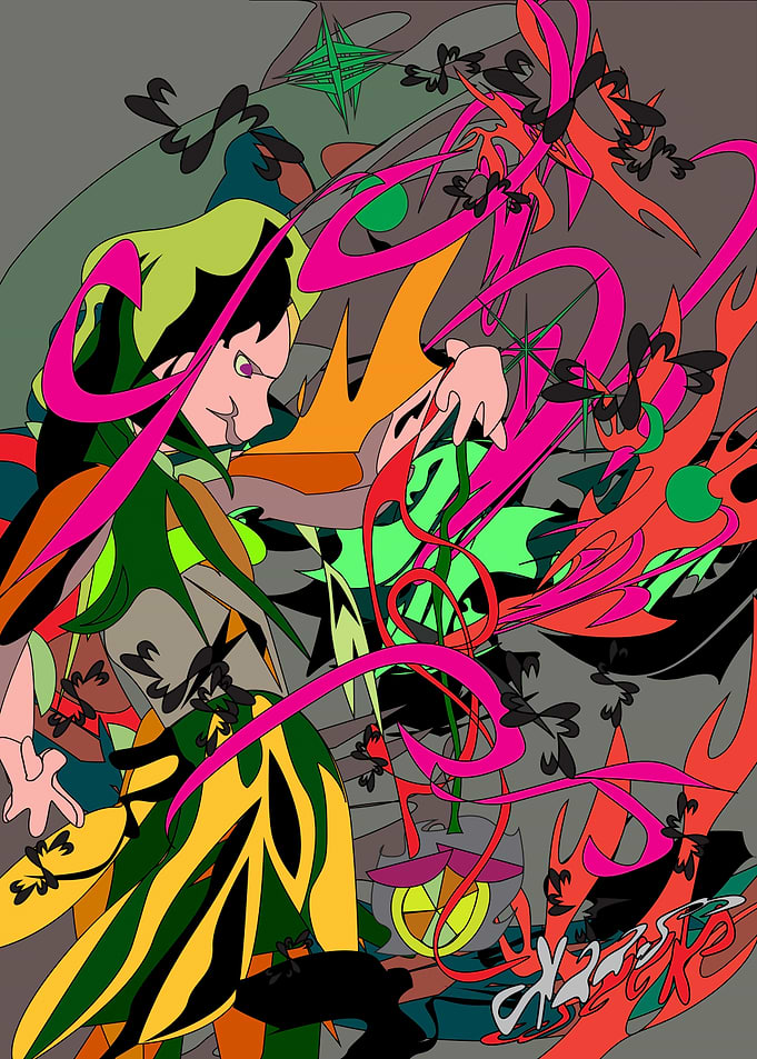 Abstract Anime Style Character Illustration