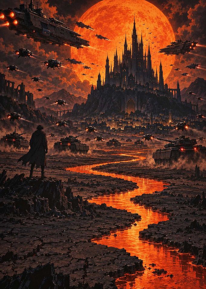 Sci-Fi Space Battle Epic Castle Art