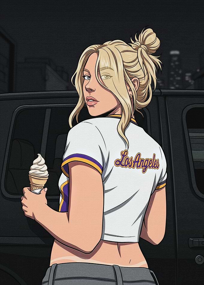 Blonde Woman with Ice Cream